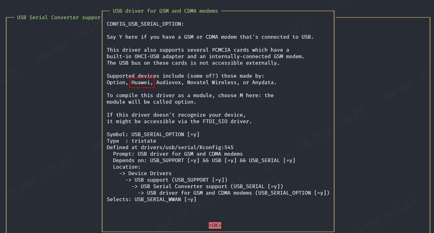 Select CONFIG_USB_SERIAL_OPTION on WSL2 Kernal config