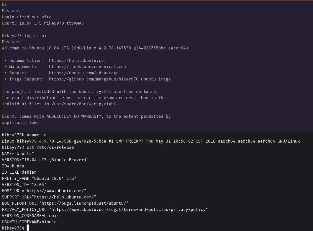 Hikey970 boot ubuntu bionic